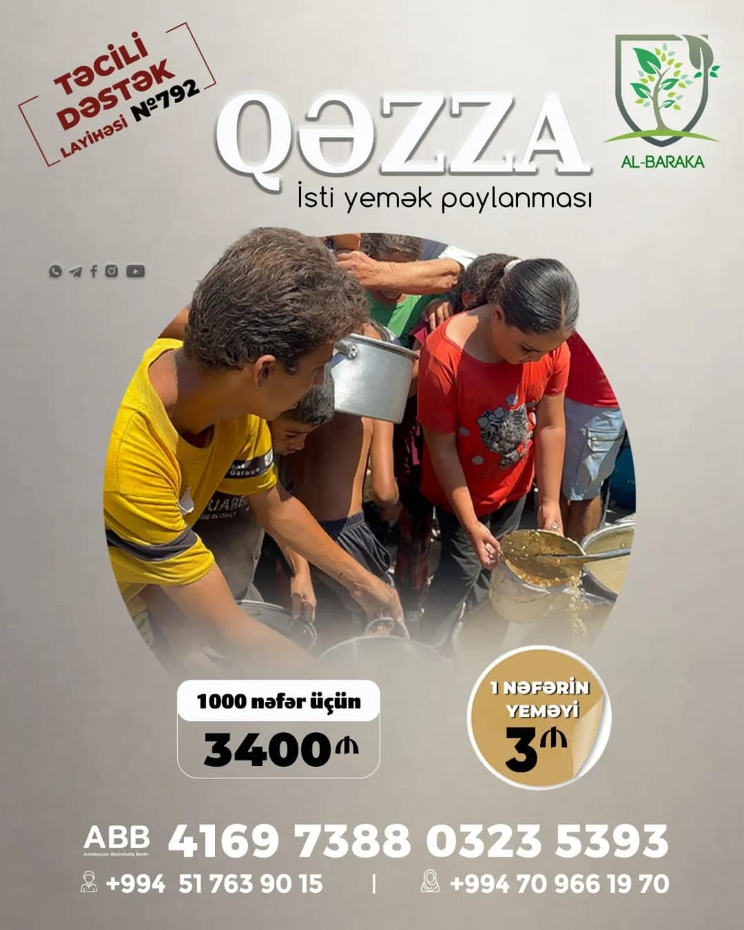 Qəzzada bu gün 200 ailə ac qalmadı! — isti yemək paylanışı № 792