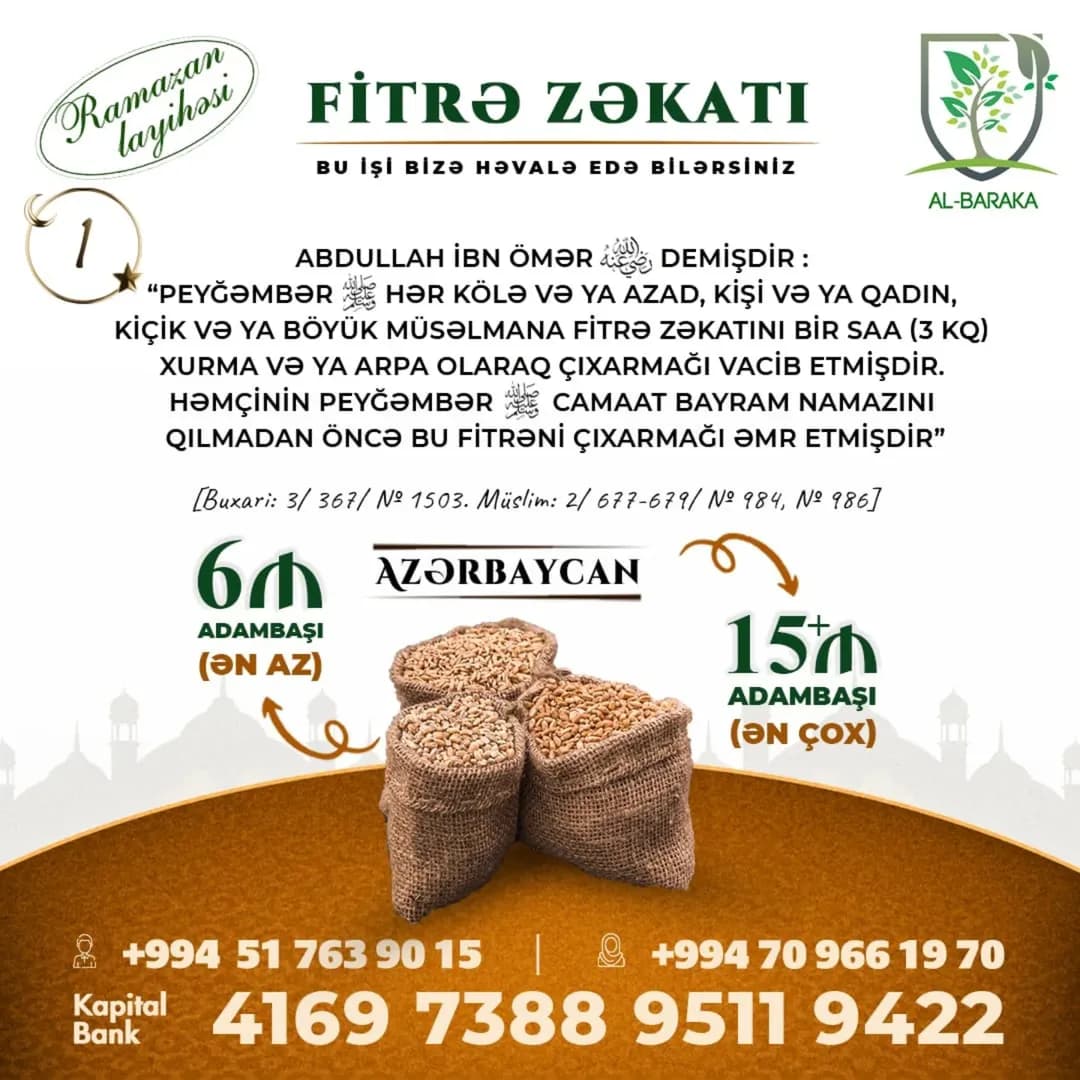 Fitrə Zəkatınız bizə əmanətdir!